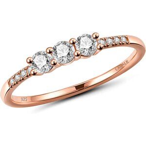 Women's Rose Gold Plated Round Cut Moissanite Diamond Solitaire Claw Knife Ring